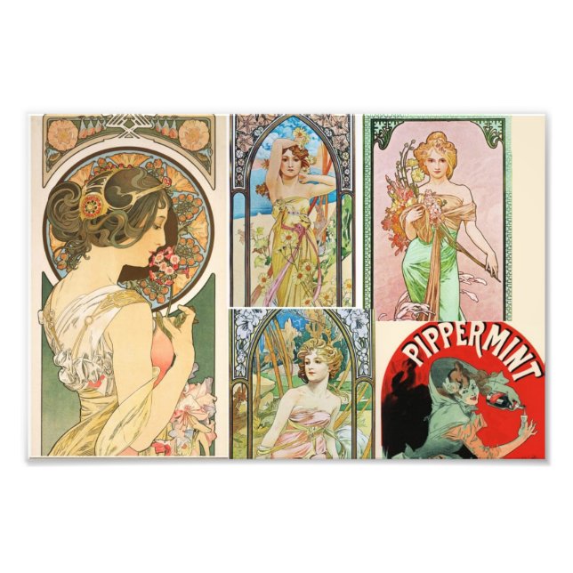 Foto Mosaico de arte de las mujeres francesas Art Nouve (Frente)