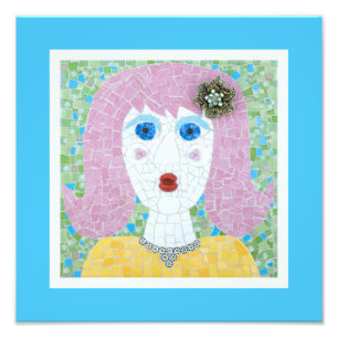 Foto Mosaico - Ingrid con frontera de marfil y turquesa