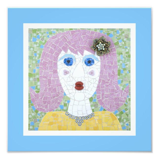 Foto Mosaico - Ingrid con frontera de marfil y turquesa (Frente)