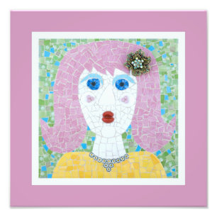 Foto Mosaico - Ingrid con frontera rosada e marfil
