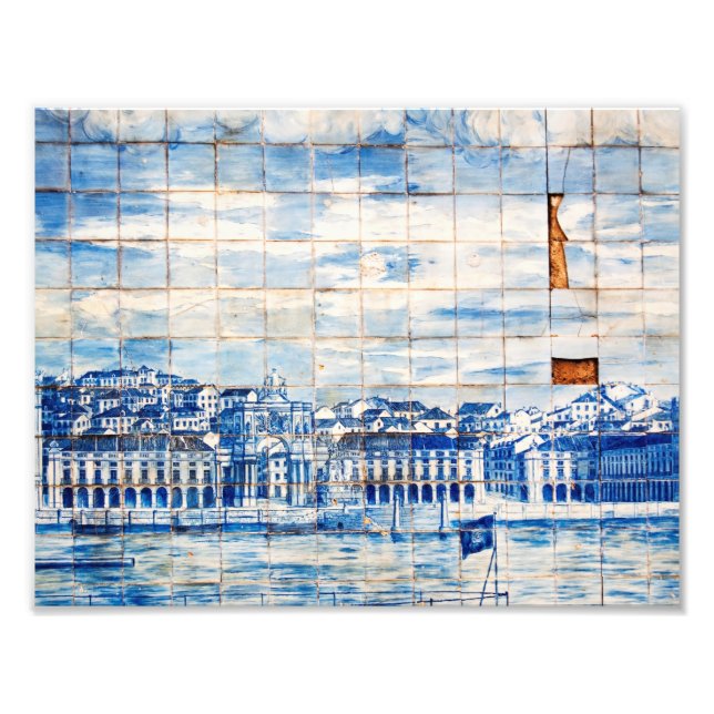 Foto mosaico lisboa azul pintura mosaico patrón de porc (Frente)