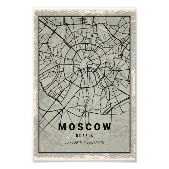 Foto Moscow russia map print poster canvas (Frente)