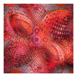 Foto Motivo de Paisley Simétrico Rojo Ornamentado