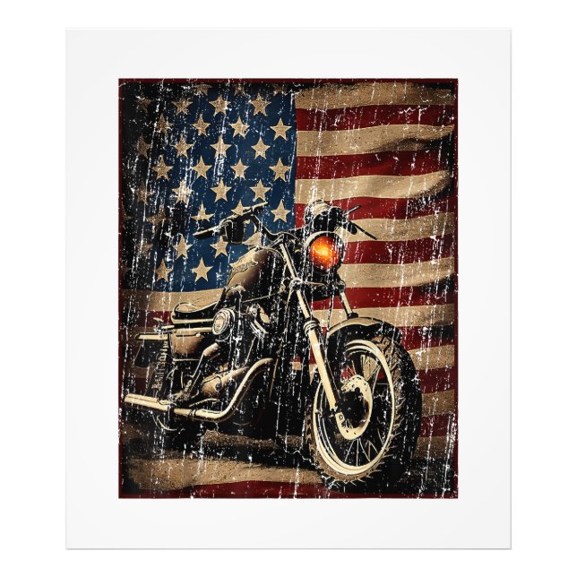 Foto Motocicleta Bandera Retro Bici (Frente)