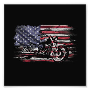 Foto Motocicleta Vintage EEUU Bandera Retro Biker, Moto