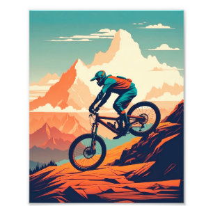 Foto Mountain Biker Descending Steep Trail