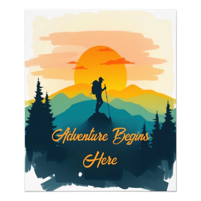 Foto Mountain Poster – Adventure Begins Here (Frente)