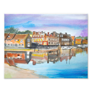 Foto Muelle de Blakeney Norfolk Acuarela Línea y Lavado