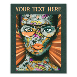 Foto Mujer artística callejera con letra en su cara