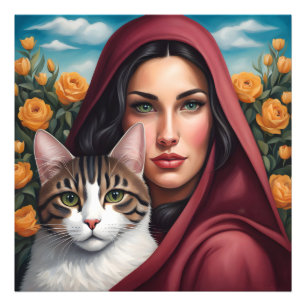 Foto Mujer artística con gato
