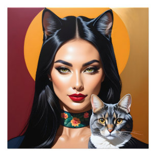 Foto Mujer artística con gato