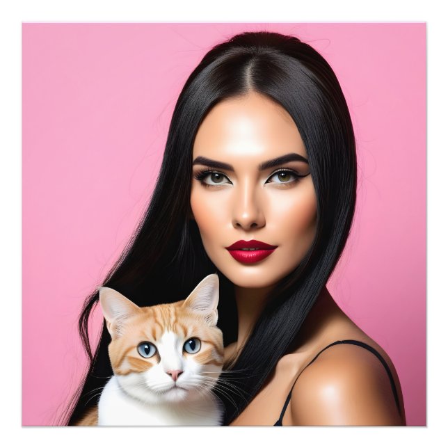 Foto Mujer artística con gato (Frente)