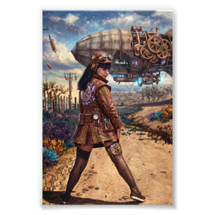 Foto Mujer Aviadora de Dirigible Steampunk Vintage
