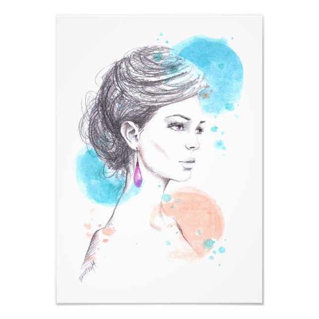 Foto Mujer con dibujo de ilustracion de moda (Frente)