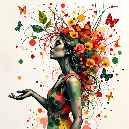 Foto Mujer con mariposas y flores (1 de 4)