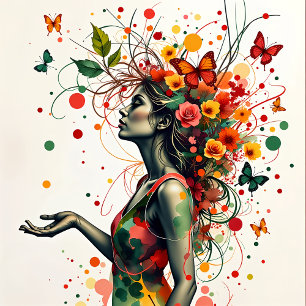Foto Mujer con mariposas y flores (1 de 4)