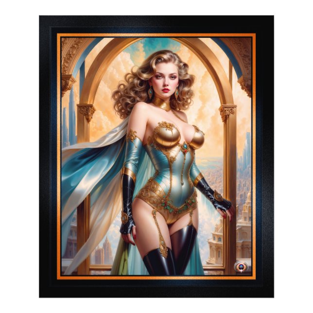 Foto Mujer con opulento atuendo turquesa dorado de Xzen (Frente)