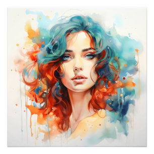 Foto Mujer de color azul naranja