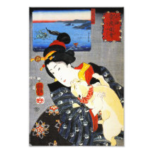Mujer de Kuniyoshi con imagen de gato