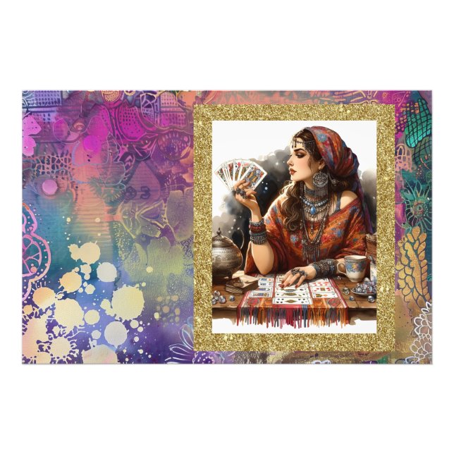 Foto *~* Mujer Gitana Boho Psíquica Lectora de Cartas A (Frente)