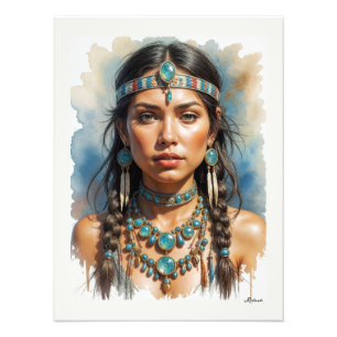 Foto Mujer Hermosa Boho Nativa Americana Con Joyas