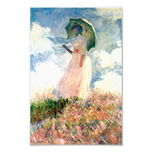 Foto Mujer Monet con una sombrilla a la izquierda (Frente)