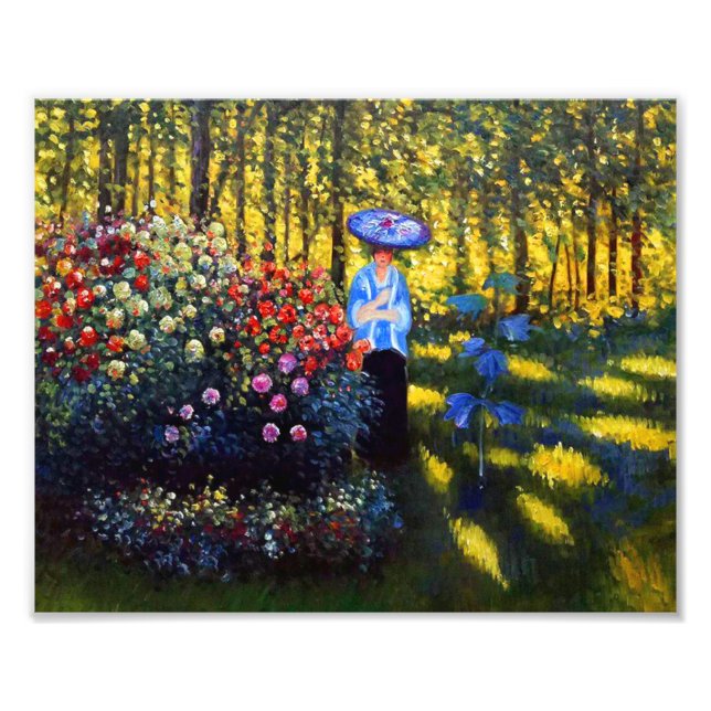 Foto Mujer Monet con una sombrilla en el jardín (Frente)
