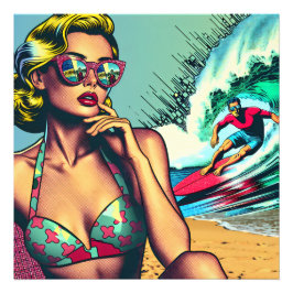 Foto Mujer retro rubia y hombre surfista