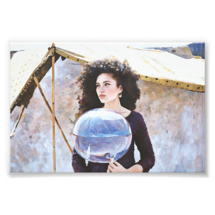 Foto Mujer sosteniendo globo reflexivo