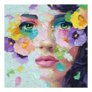 Foto Mujer Surrealista Ojos Florales Pétalos Viento Art