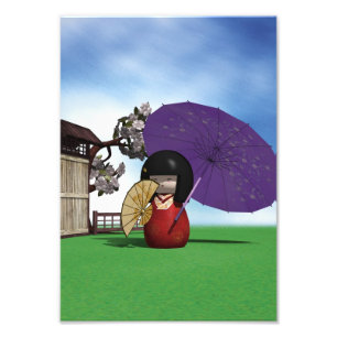 Foto Muñeca Kokeshi Japonesa Arte Flor de Cerezo