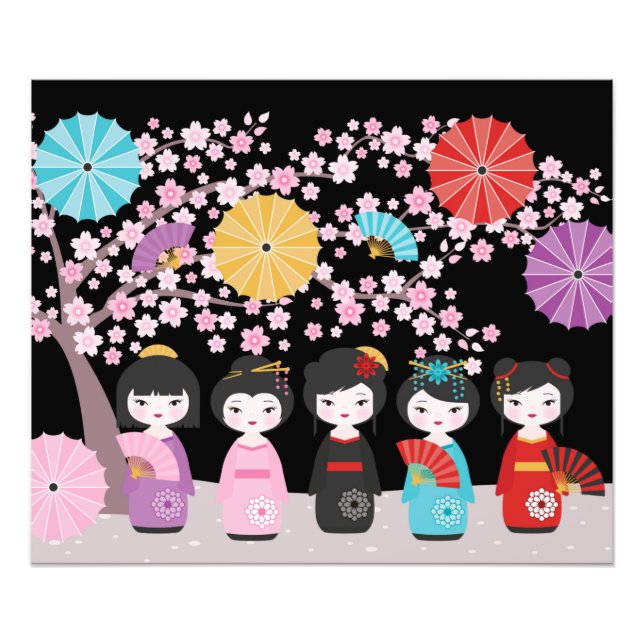 Foto Muñecas kokeshi japonesas negras (Frente)