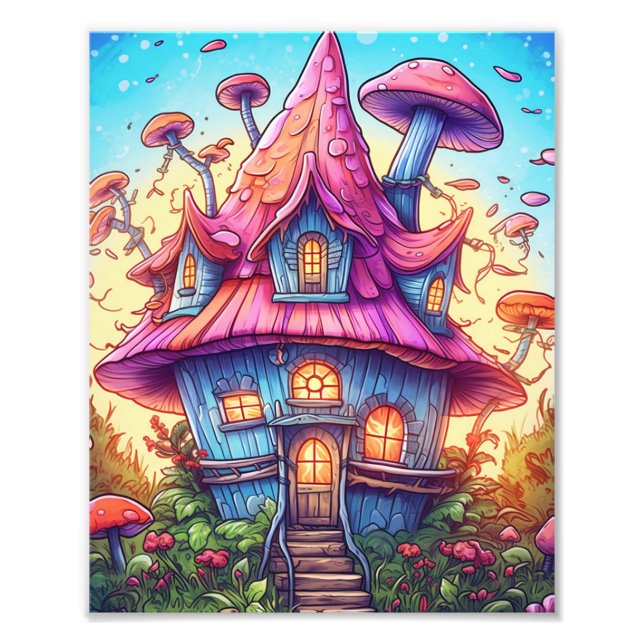 Foto Mushroom House Fantasy Art Poster (Frente)
