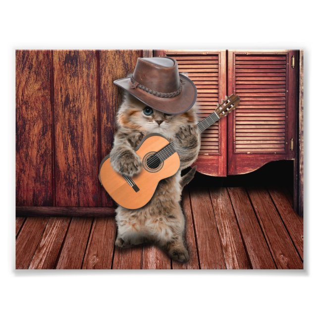 Foto Músico de vaquero de Gato Occidental con guitarra (Frente)