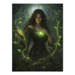 Foto Mystische Wald-Magierin – Fantasy Natur Poster