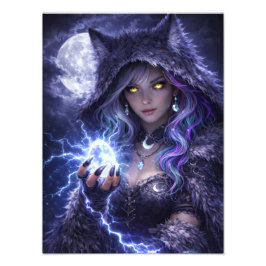 Foto Mystische Wolfs-Kriegerin – Night Spirit Poster