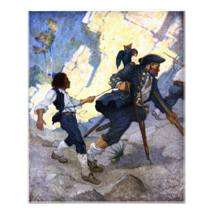 Foto N. C. Wyeth Long John Silver y su Poster Parrot