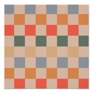 Foto Naranja azul beige Brown Checkered Gingham Pattern