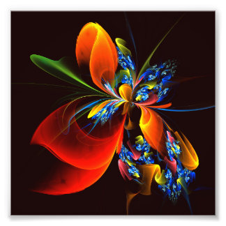 Foto Naranja azul Floral Moderno Resumen Patrón de arte