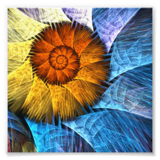 Foto Naranja floral Azul amarillo abstracto arte