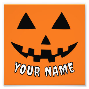 Foto Naranja personalizado Calabaza Halloween su nombre