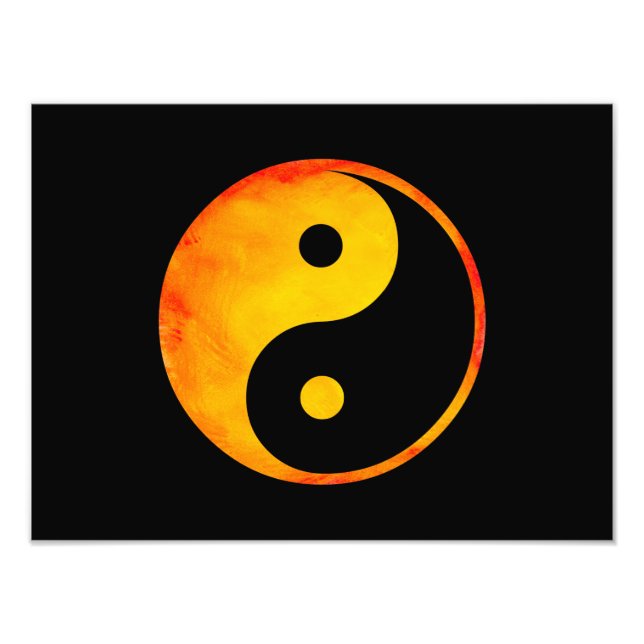 Foto Naranja Yin Yang y acuarela amarilla en negro (Frente)