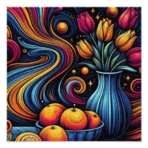 naranjas frescos y tulipanes elegantes