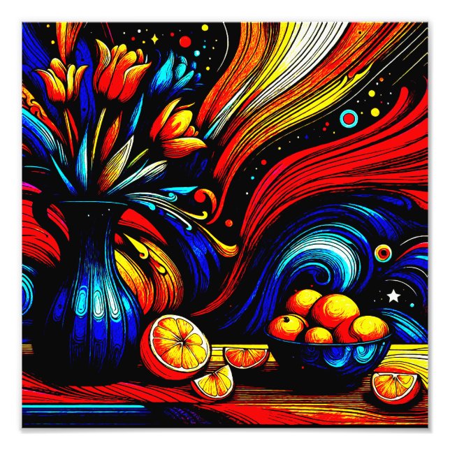 Foto naranjas jugosos al lado de un hermoso jarrón (Frente)