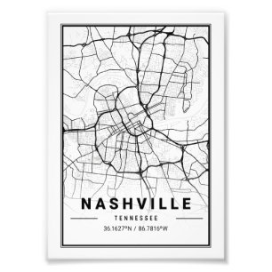 Foto Nashville - Mapa de la ciudad iluminada de Tenness