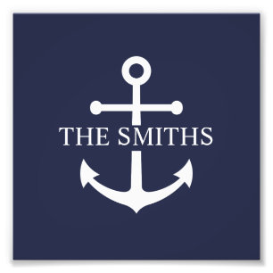 Foto Nautical Navy Blue Anchor Nombre de familia person