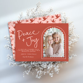 Foto Navidad Arco Moderno Rosa Rojo Paz Alegría