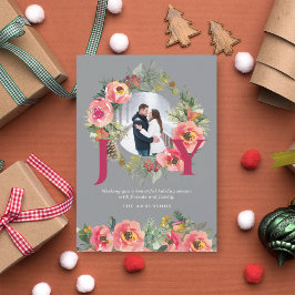 Foto navidad Joy Rojo Floral Wreath Botánica