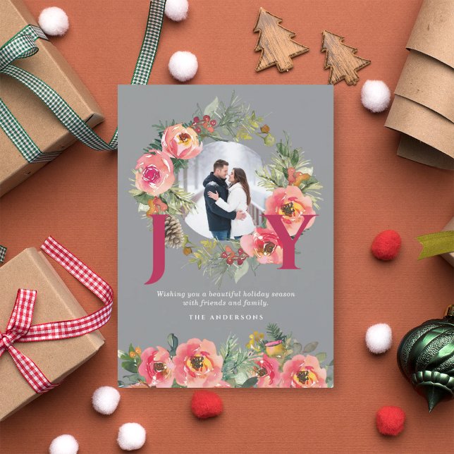 Foto navidad Joy Rojo Floral Wreath Botánica (Subido por el creador)