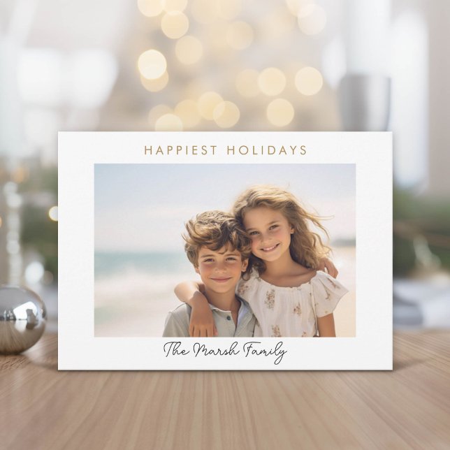 Foto Navidad Moderna Puntos Borde Blanco Feliz (Modern and Minimal Christmas Greeting Card)